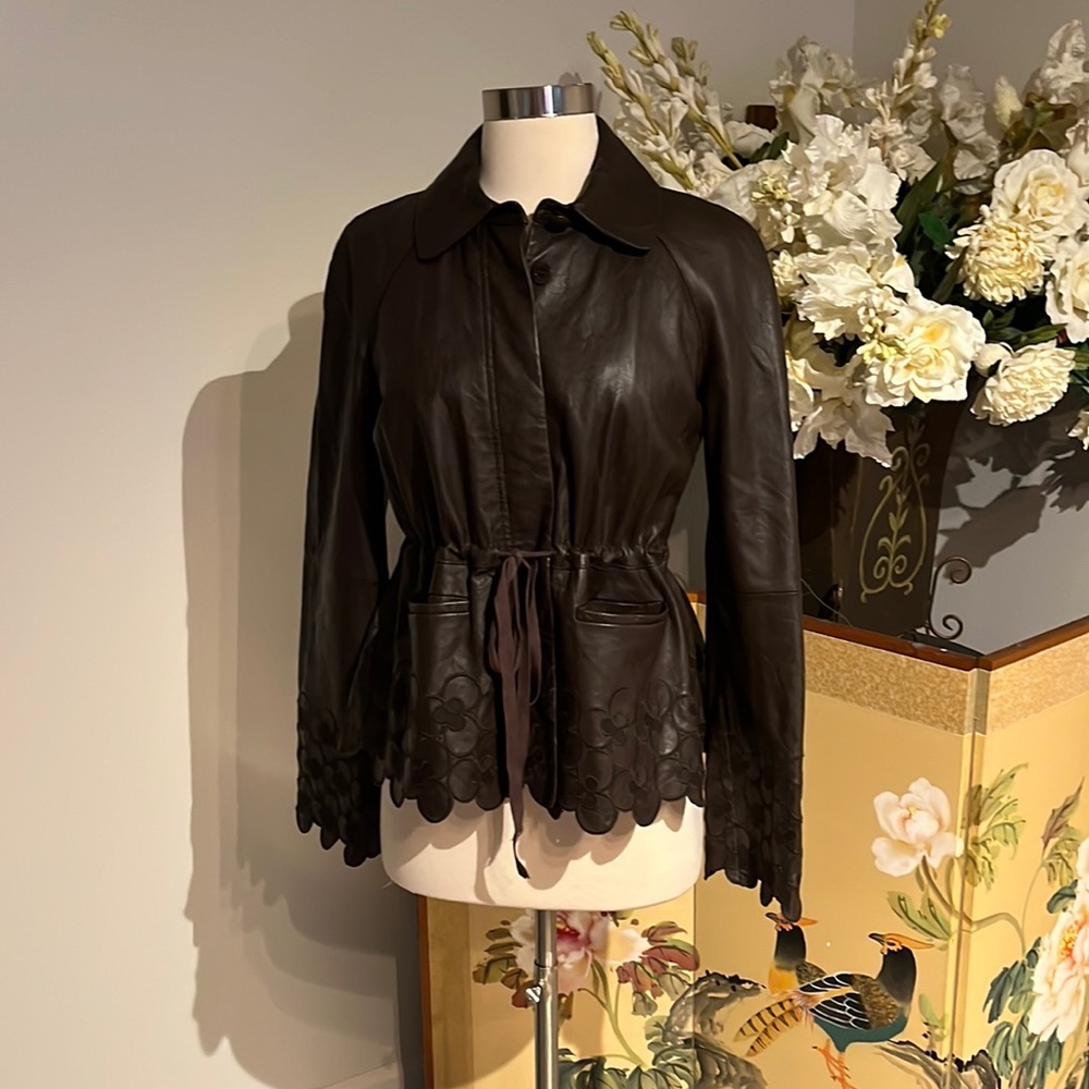 Catherine Malandrino Brown Leather Jacket Size 4